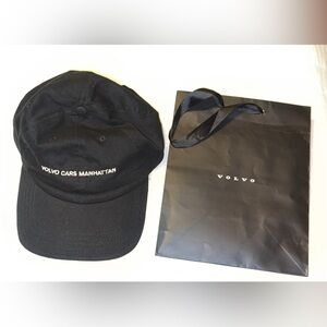 Volvo Bundle black cap hat ‘Volvo of Manhattan’ & gift bag 2pc set lot NEW